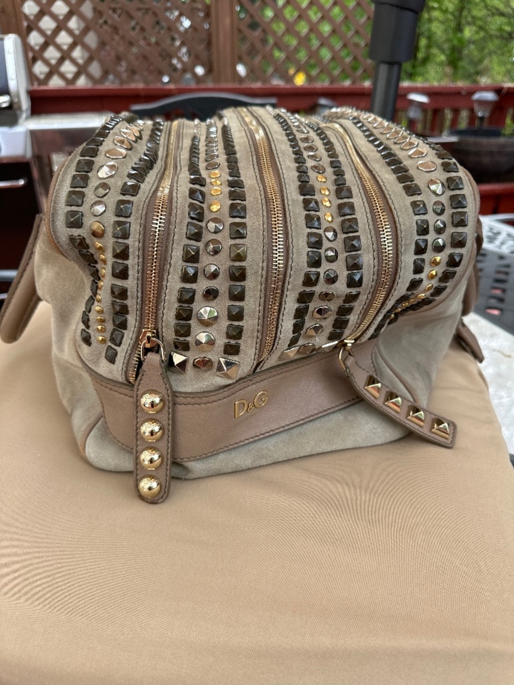 VINTAGE Dolce & Gabbana Studded Suede Large Bag / Y2K Style